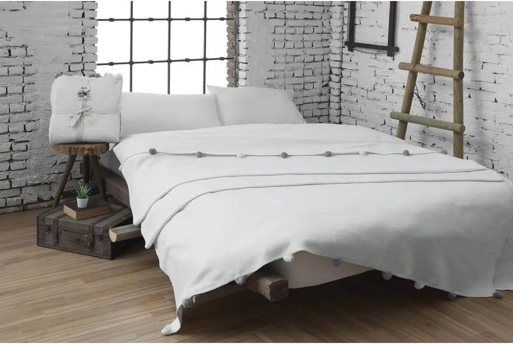 Cuvertură crem din polar, fleece 150x200 cm Pom Pom – Mijolnir