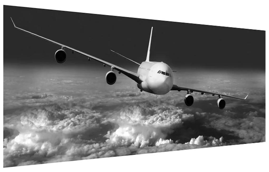 Tablou alb negru cu avion în nori (120x50 cm), în 40 de alte dimensiuni noi