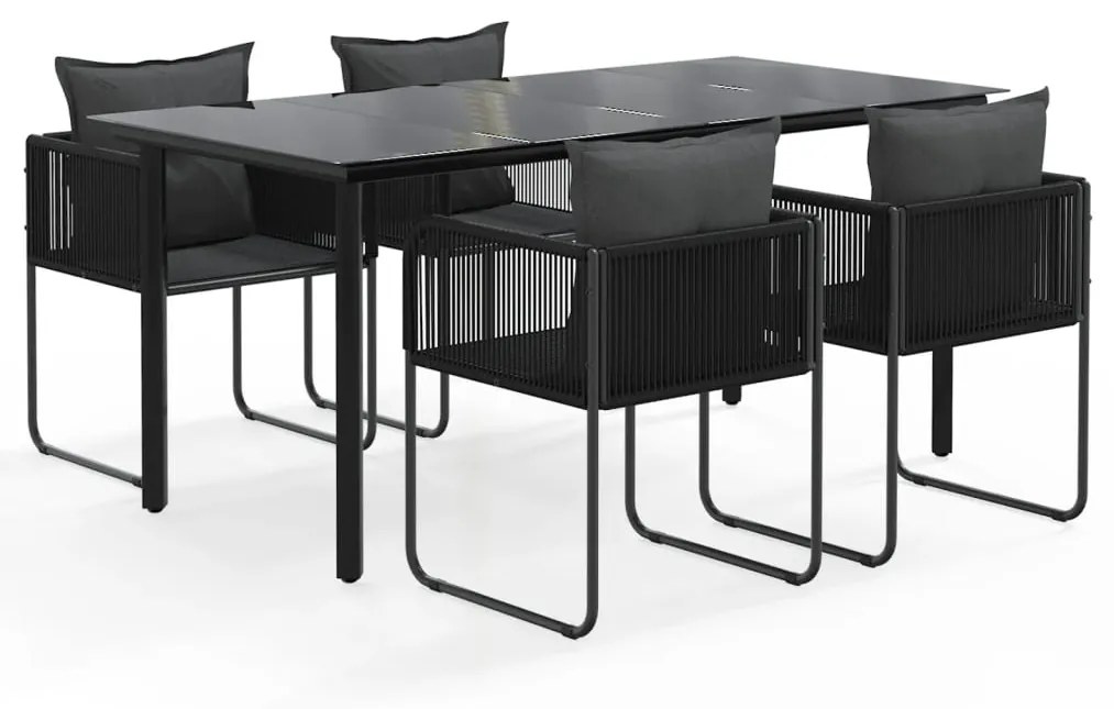 3156496 vidaXL Set de servit masa pentru grădină, 5 piese, negru