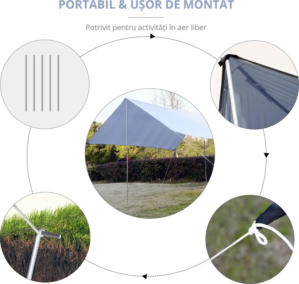 Outsunny Cort de Plajă Portabil Dublu cu Protecție UV și Geantă de Transport, 3x3 m, Alb | Aosom Romania