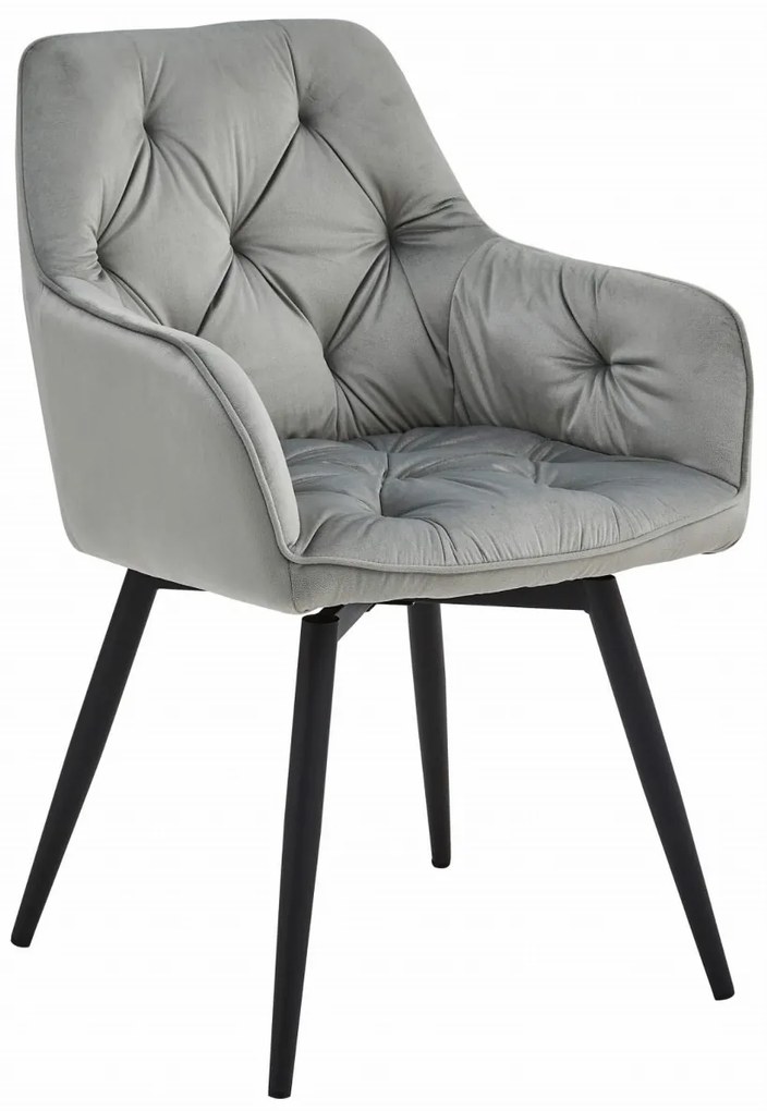 Scaun de masa rotativ JORK360 VELVET, gri deschis