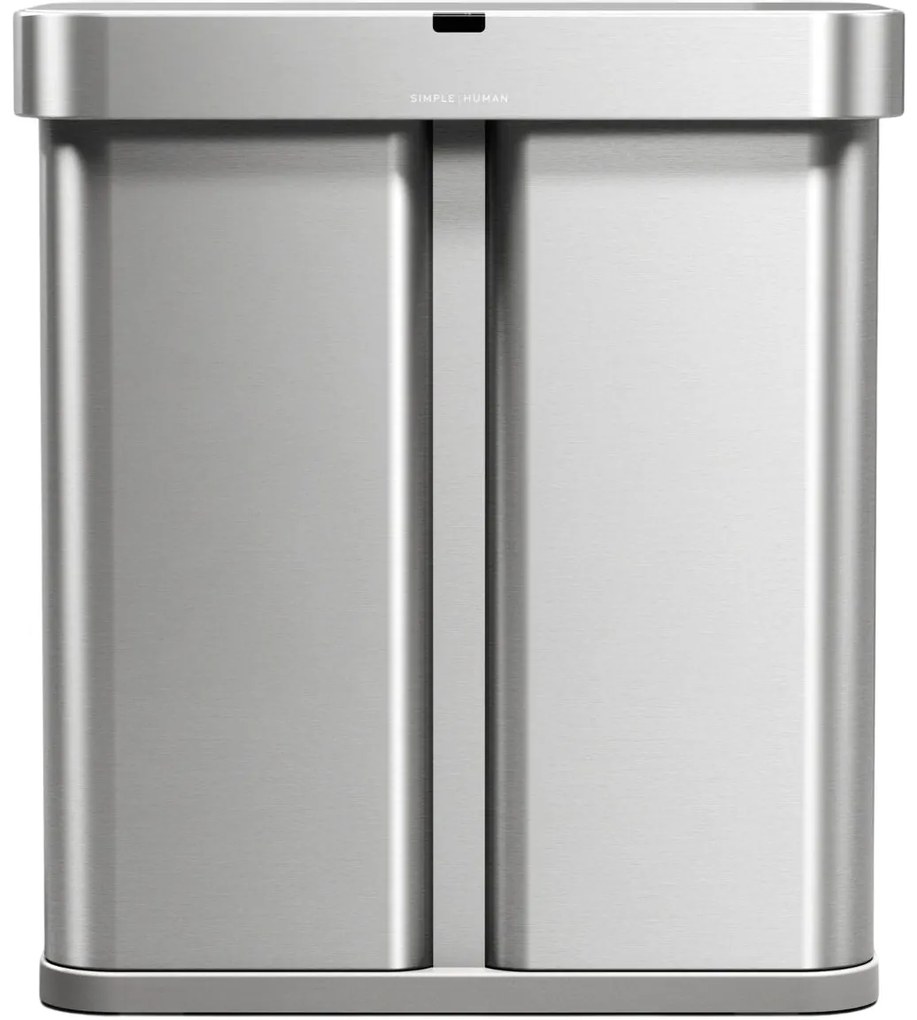 Coș de gunoi fără atingere Simplehuman, cu comandăvocală, pentru sortarea deșeurilor, 58 l, inox