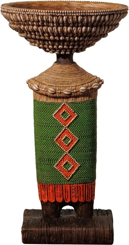Decoratiune de masa, cu bol din rasina, H34cm, Africa