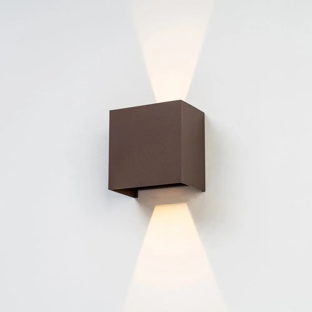 Aplica LED de perete iluminat exterior ambiental IP65 DAVOS XL corten