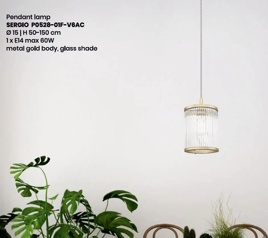 Lustra, Pendul elegant design modern SERGIO auriu P0528-01F-V6AC ZL