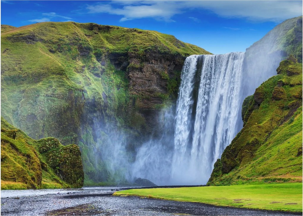 Tablou pe sticlă - Cascada Seljalandsfoss (70x50 cm)