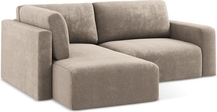 Colțar bej extensibil/cu spațiu de depozitare cu tapițerie din chenille (cu colț pe partea stângă/în formă de ”L”) Kona – Makamii