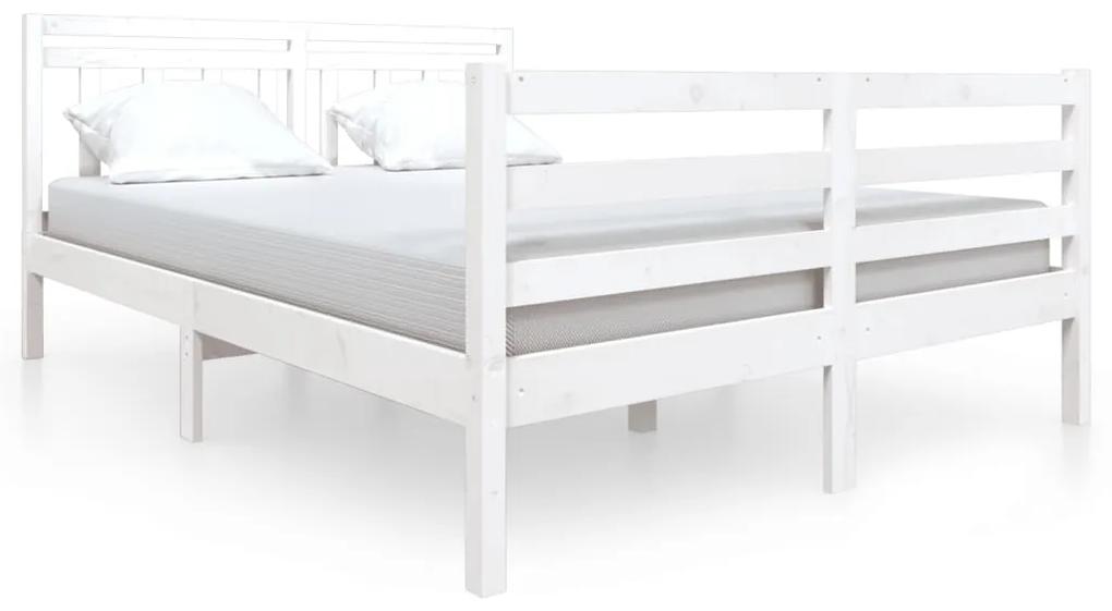 3100635 vidaXL Cadru de pat, alb, 140x190 cm, lemn masiv
