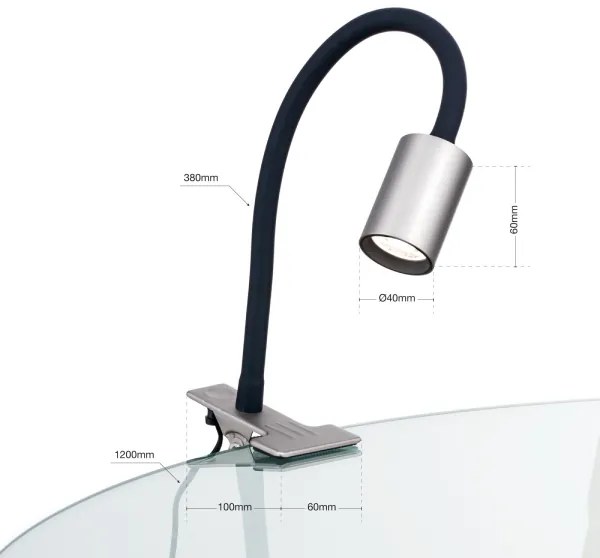 Lampă LED flexibilă de masă cu clemă Orion Str 10-489 KURT LED/5W/230V argintiu