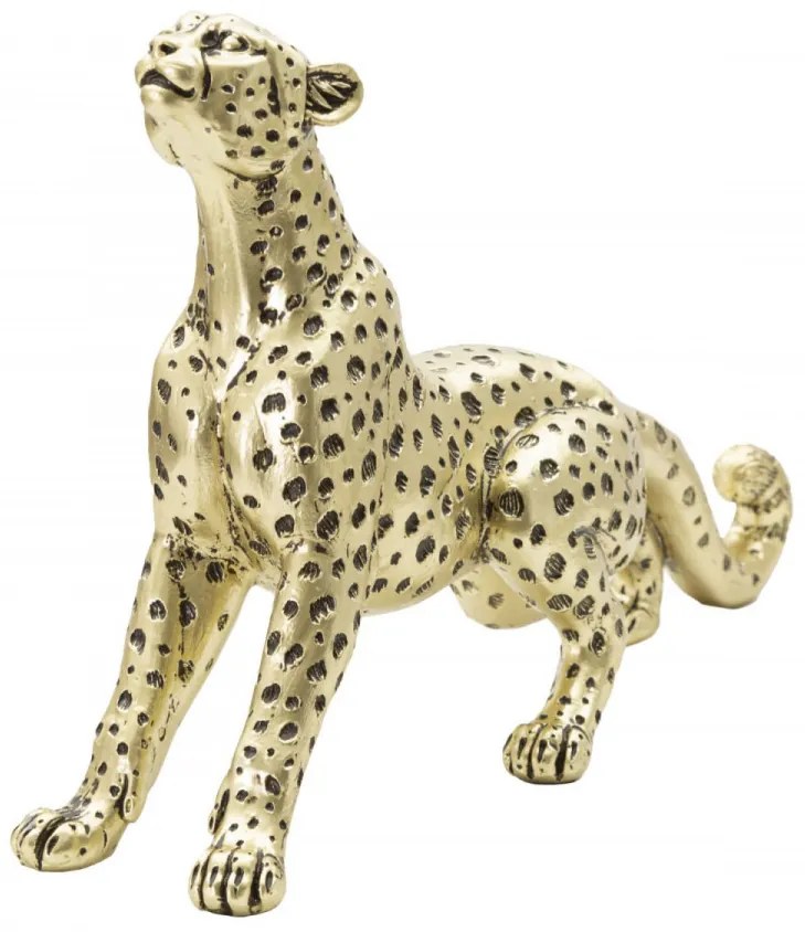 Figurina decorativa aurie din polirasina, 33x7,7x19,5 cm, Leopard Mauro Ferretti