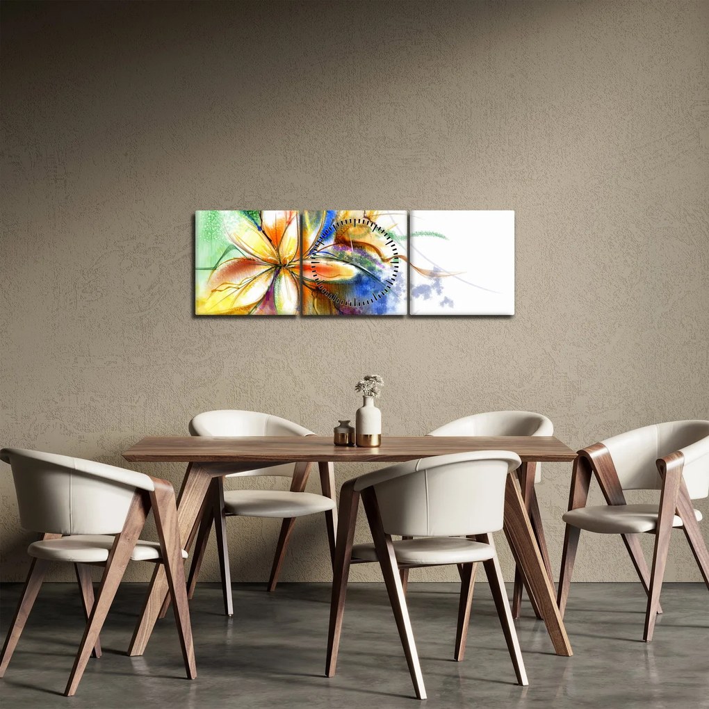 Tablou - Floare (cu ceas) (90x30 cm)