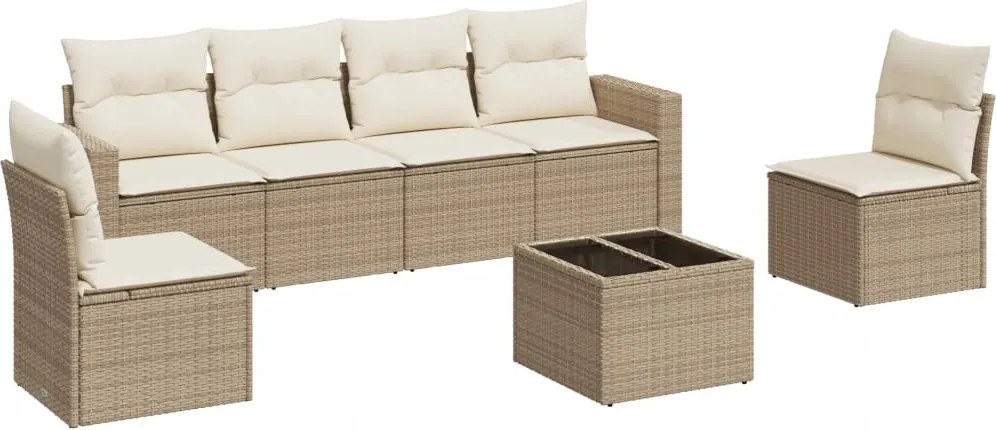 vidaXL Set canapele de grădină, 7 piese, cu perne, bej, poliratan