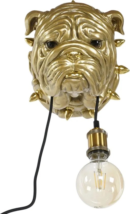 Aplică de perete din polirășină, auriu, model buldog, 29 x 25 x 23 cm, „Sens”