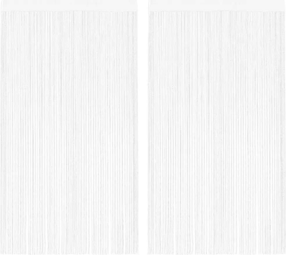 vidaXL Draperii franjuri, 2 buc., 100 x 250 cm, alb