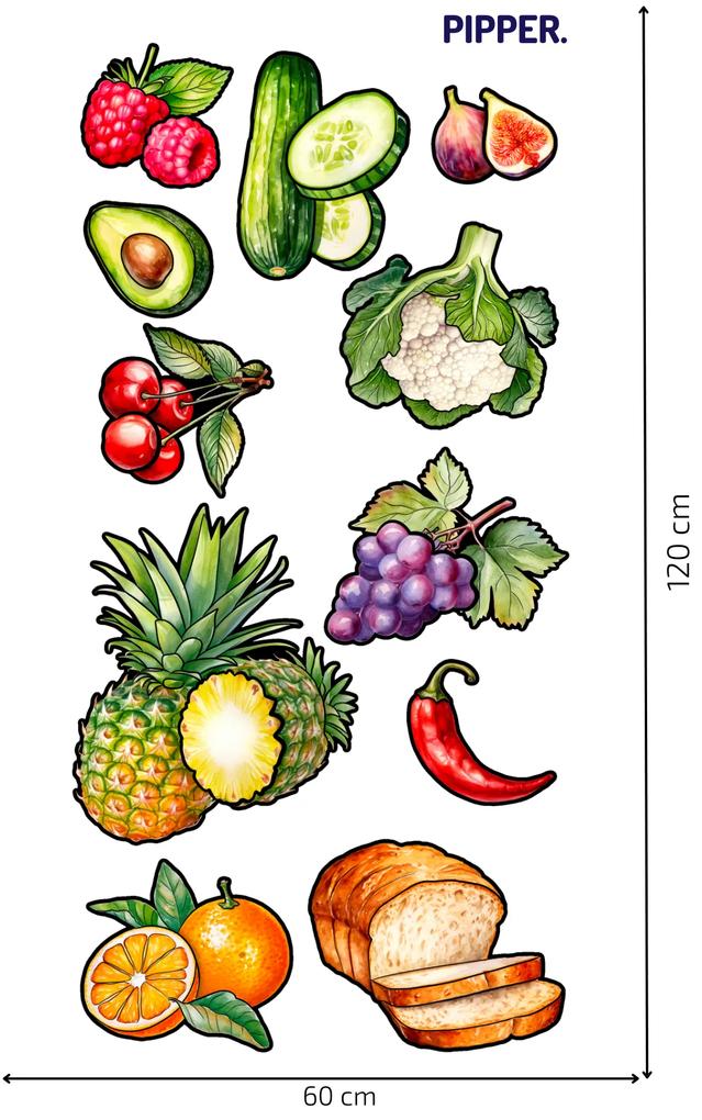 PIPPER. Autocolant de perete „Fructe si legume” 60x120cm Material: Autocolant textil