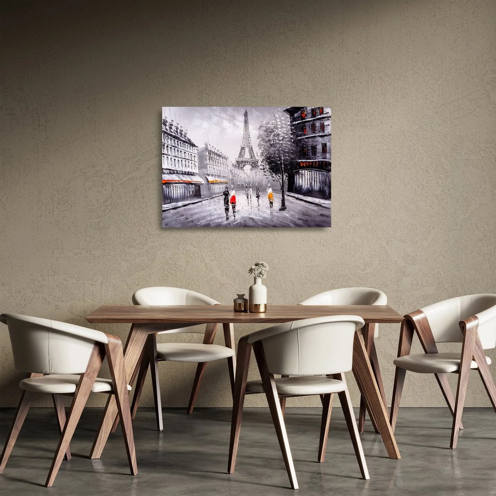 Tablou pe sticlă - Pictură în ulei, Paris (70x50 cm)