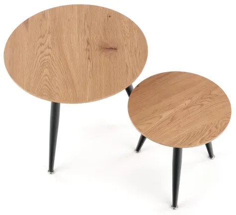 Set de 2 mese de cafea ZENYA, stejar/negru