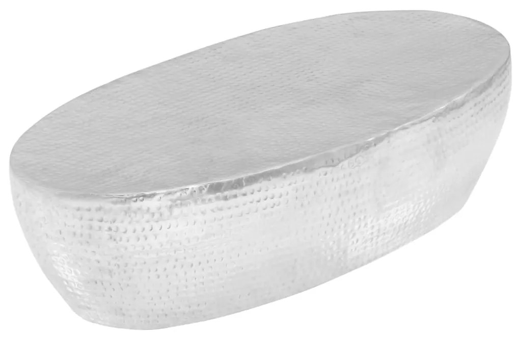 vidaXL Măsuță cafea, argintiu, 100x50x28 cm aluminiu bătut la ciocan