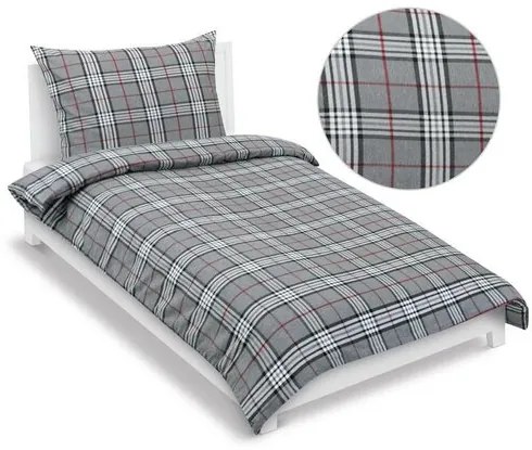 Lenjerie de pat din flanelă Bellatex Carouri gri , 140 x 220 cm, 70 x 90 cm, 140 x 220 cm, 70 x 90 cm