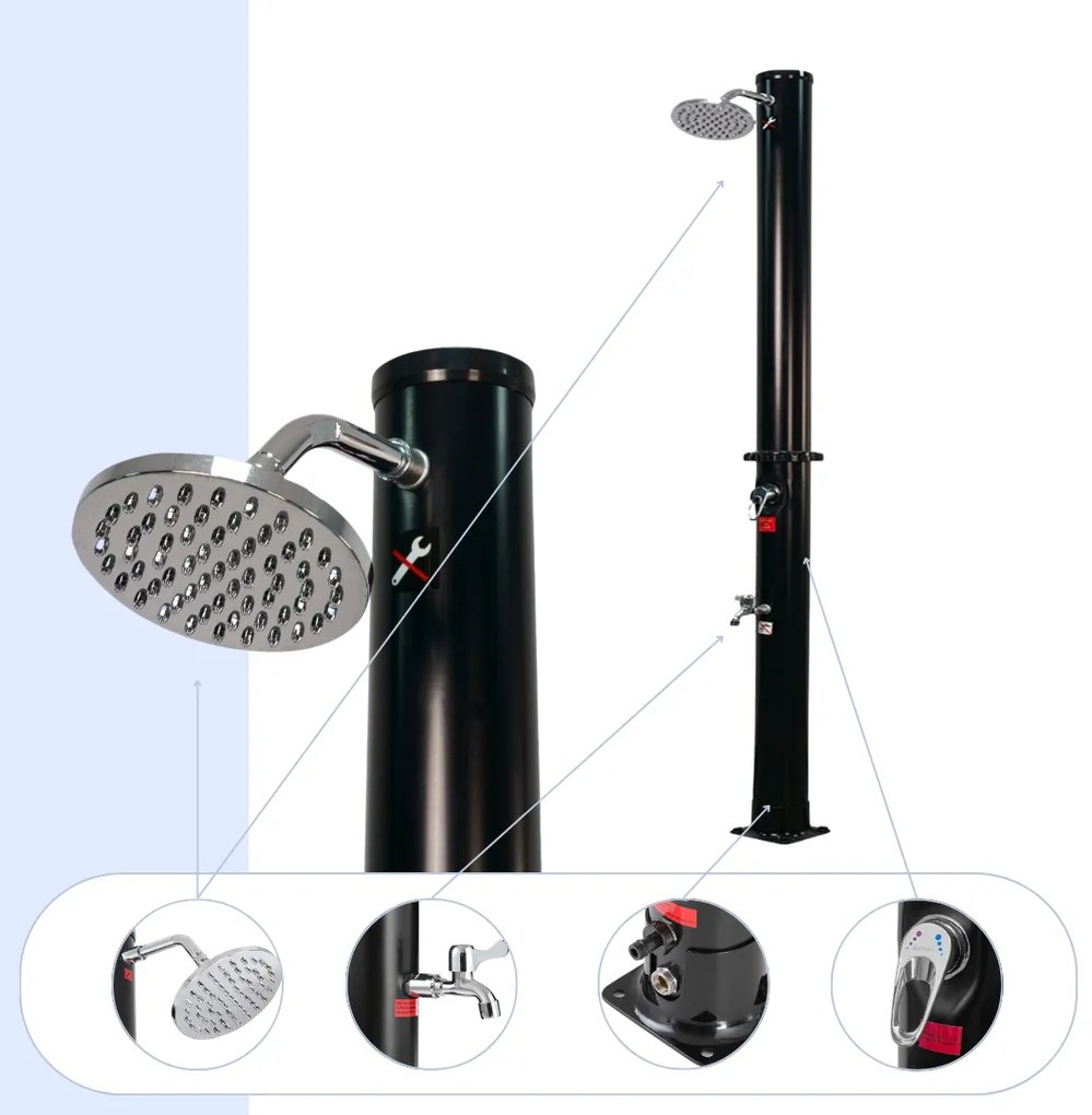 Duș solar DELFINA, 20 l, negru Jurhan