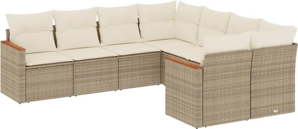 vidaXL Set canapele de grădină, 8 piese, cu perne, bej, poliratan
