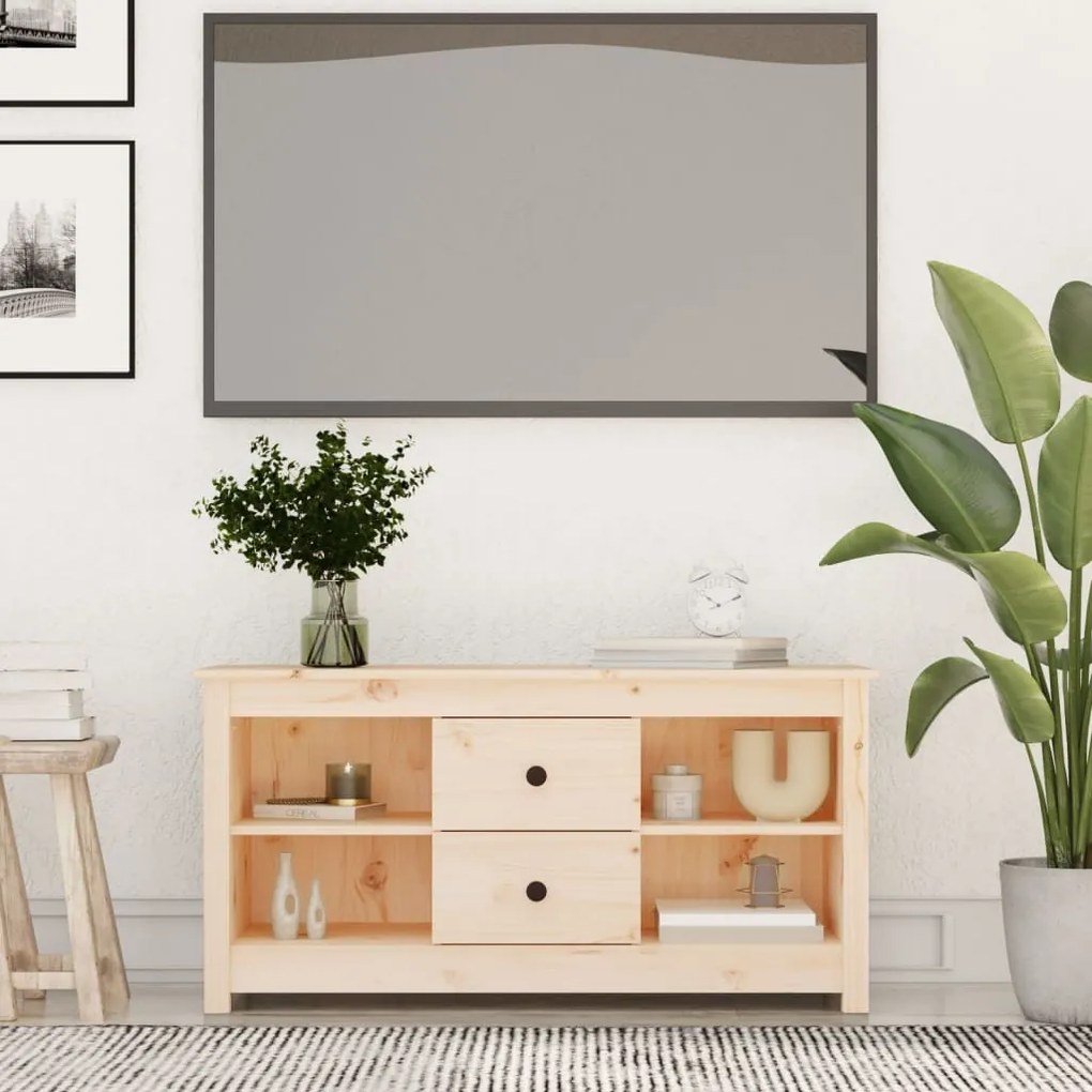 Comoda TV, 103x36,5x52 cm, lemn masiv de pin 1, Maro