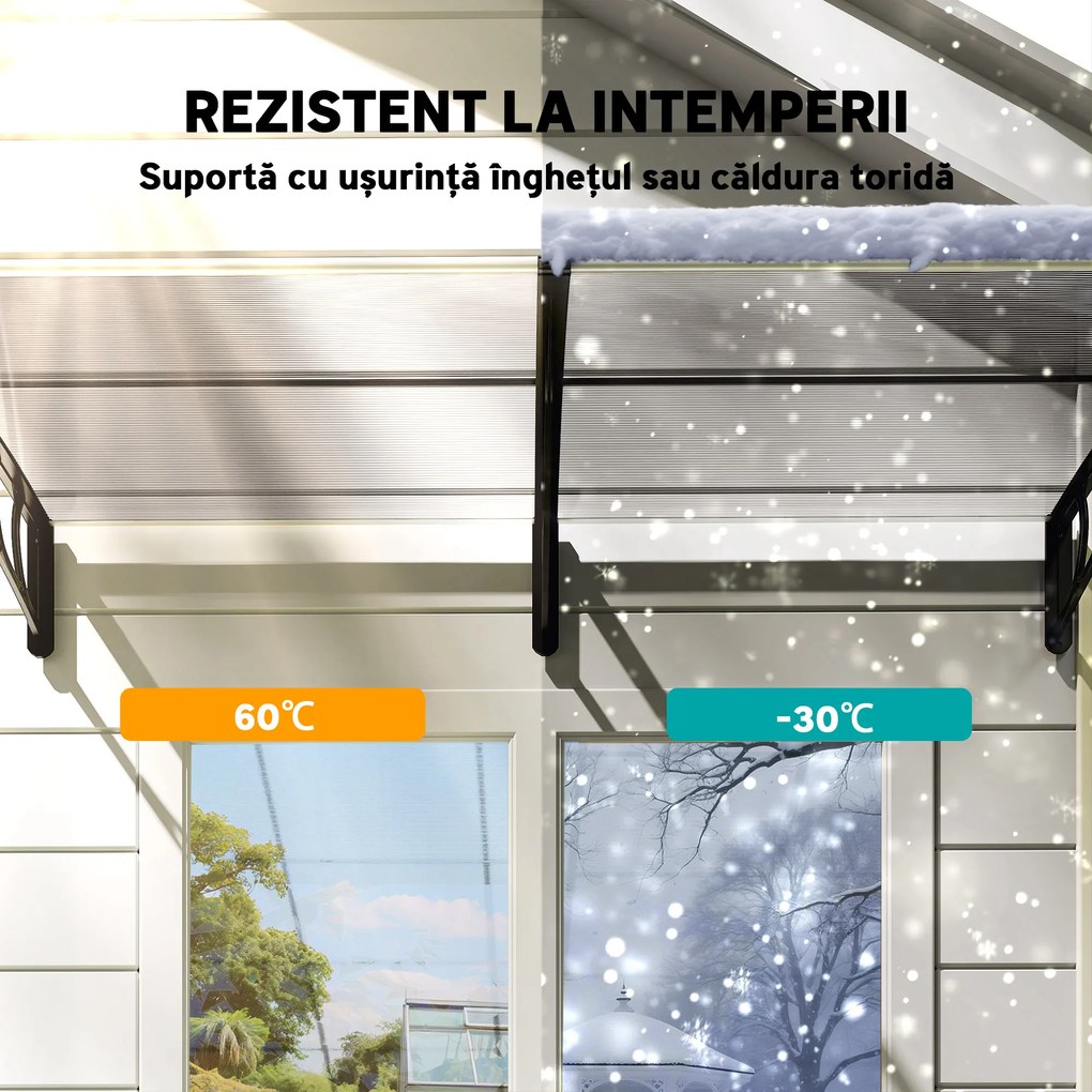 Outsunny Copertina moderna din PP, 200x96x27 cm, negru | Aosom Romania