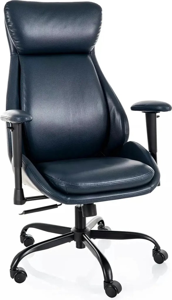 Scaun birou Q-092, albastru, piele ecologică, 70x47x110 cm