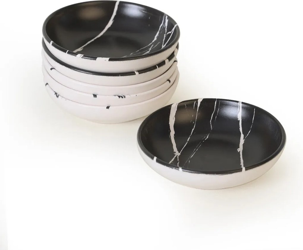 Set 6 boluri X00017422, alb/negru, ceramica, 13 cm