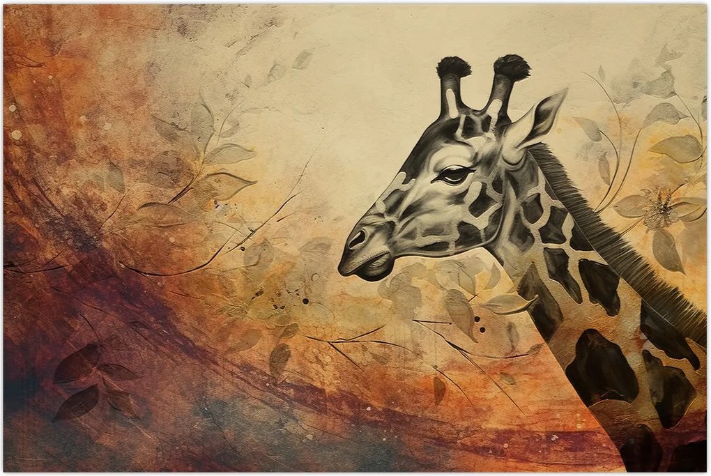 Tablou - Girafă, pictură (90x60 cm)