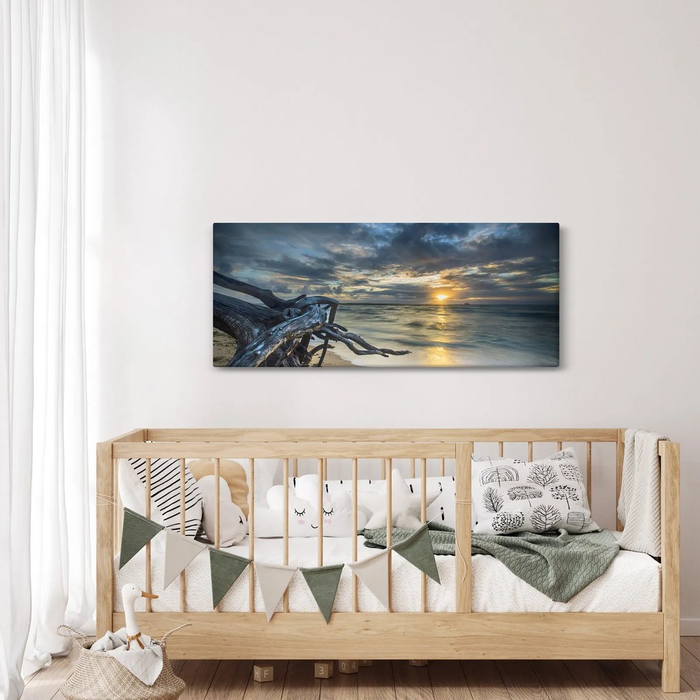 Tablou cu marea în apus de soare (120x50 cm)