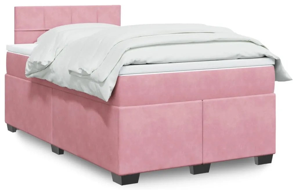 vidaXL Pat box spring cu saltea, negru, 120x190 cm, catifea