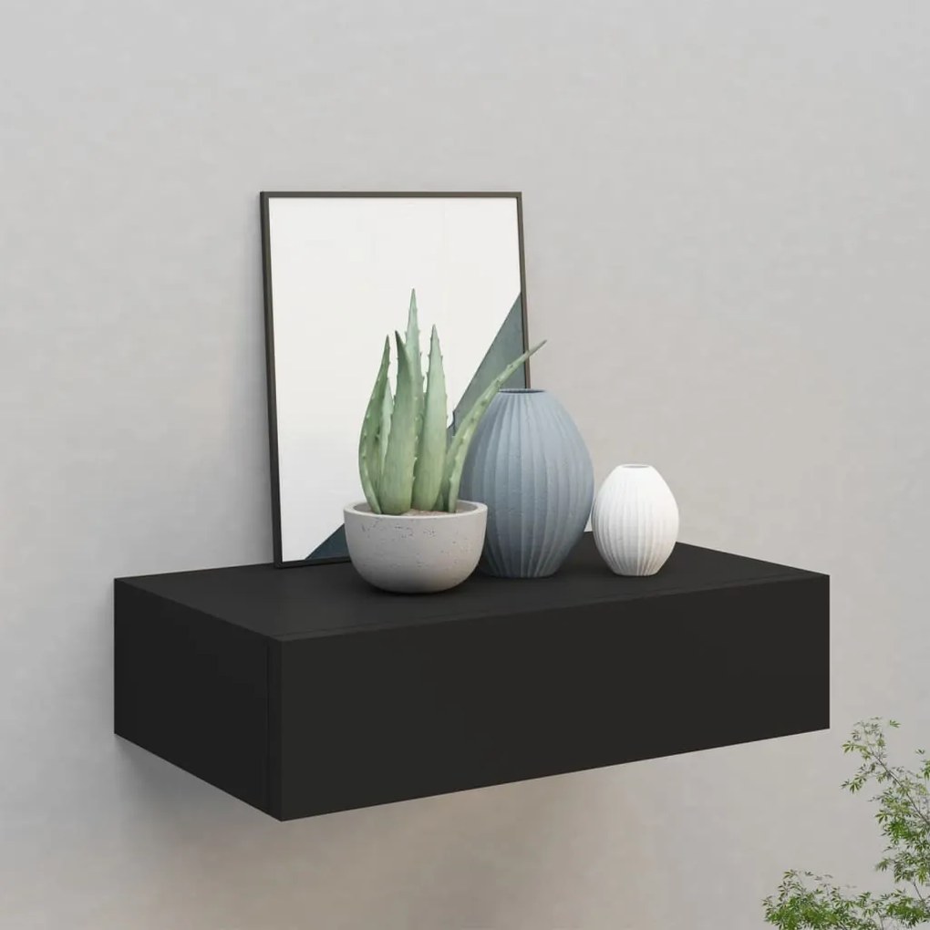 vidaXL Dulap de perete cu sertare, negru, 40x23,5x10 cm, MDF