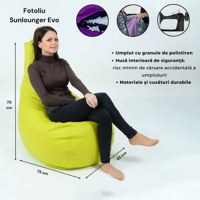 Fotoliu tip Scaun Sunlounger EVO, Material Piele ecologica - Nude