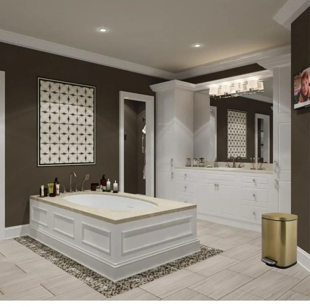 Coș de gunoi auriu mat cu pedală din oțel 5 l Akira – Spirella