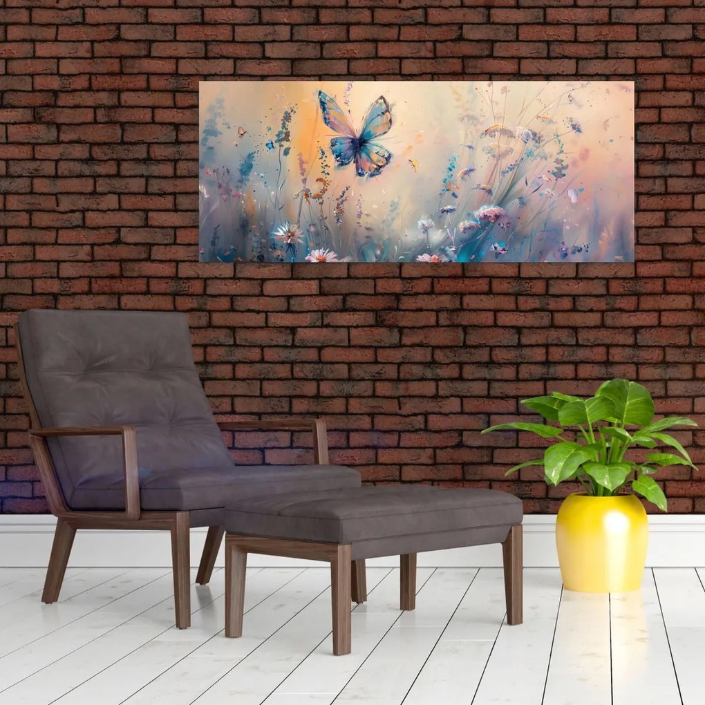 Tablou - Pajiște cu Fluture II (120x50 cm)