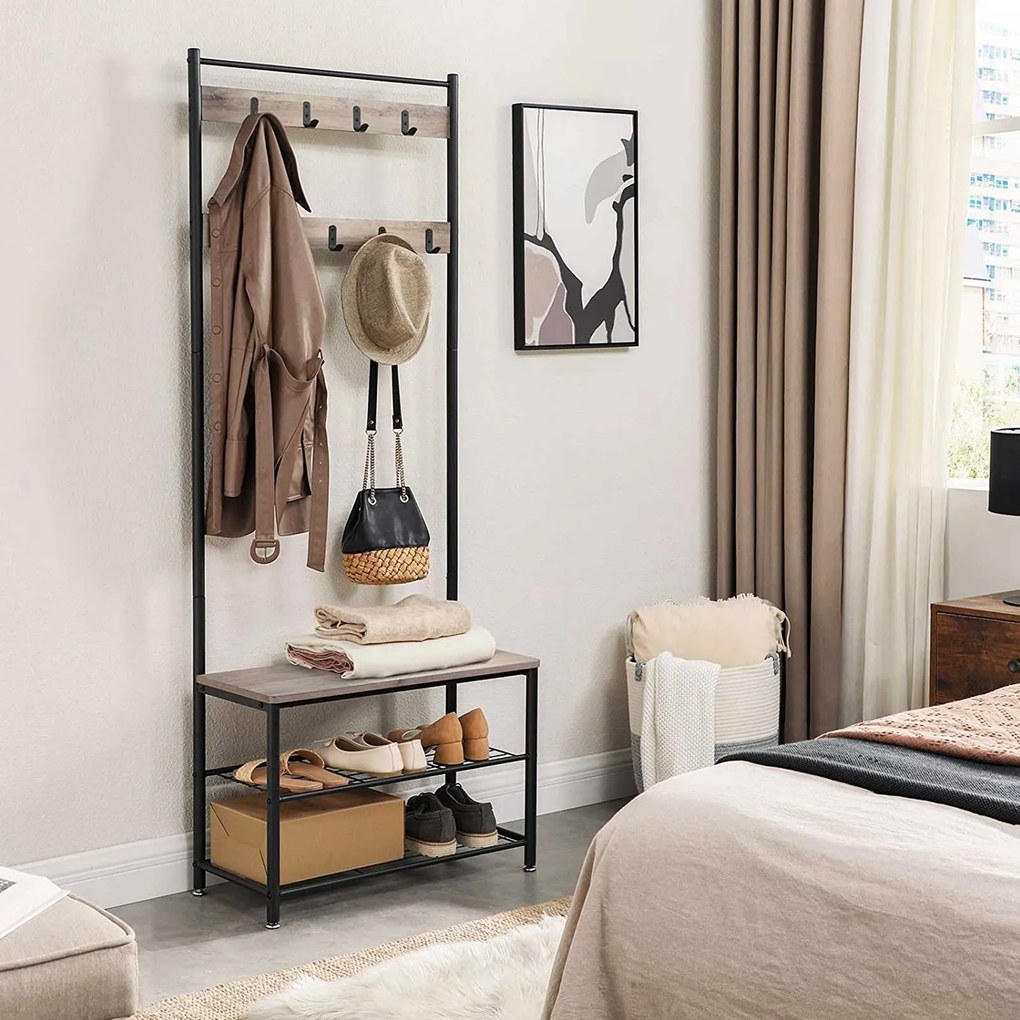 Perete de hol din metal INDUSTRY 175 cm, negru/maro-gri