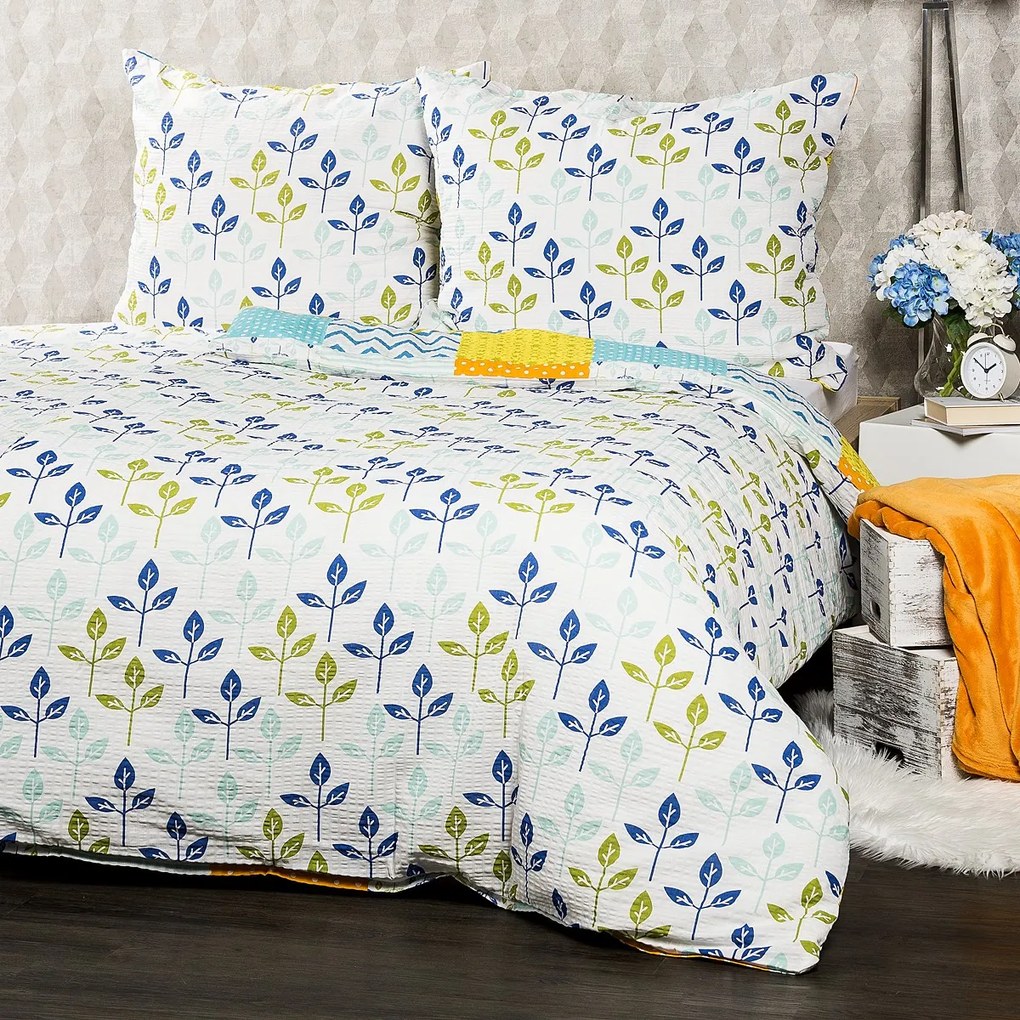 Lenjerie de pat bumbac crep 4Home Patchwork albastru,140 x 200 cm, 70 x 90 cm, 140 x 200 cm, 70 x 90 cm