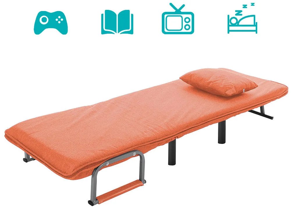 Fotoliu pat 2 în 1-portocaliu