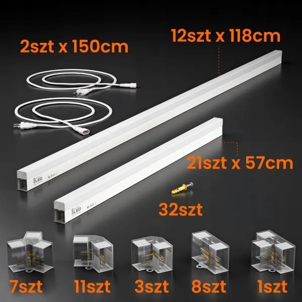 Plafonieră LED, 426 W, 85-265 V, 6500 K, 484 x 243 cm, CRI 90, IP44, albă