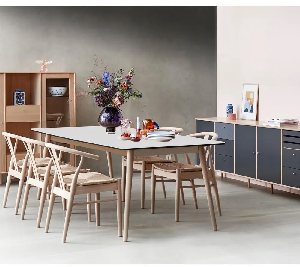 Masă de dining în culoare naturală extensibilă cu blat cu aspect de lemn de stejar 90x165 cm Meza – Hammel Furniture