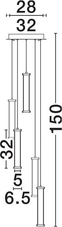 Lustra cu 5 pendule LED 2700K PHEME nickel satinat