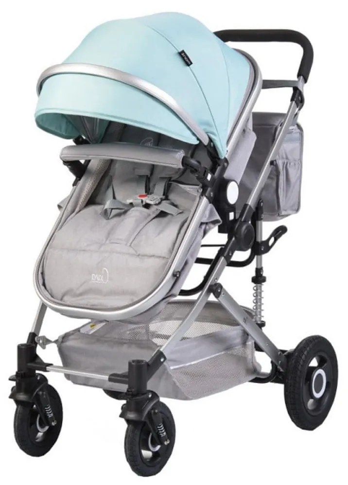 Carucior nou nascuti 2 in 1 NOVOKIDS™ Ciarra Silver PRO , Cu geanta bebe, Cadru Aluminiu , Amortizoare, Roti din cauciuc plin AVE, Landou, Modul