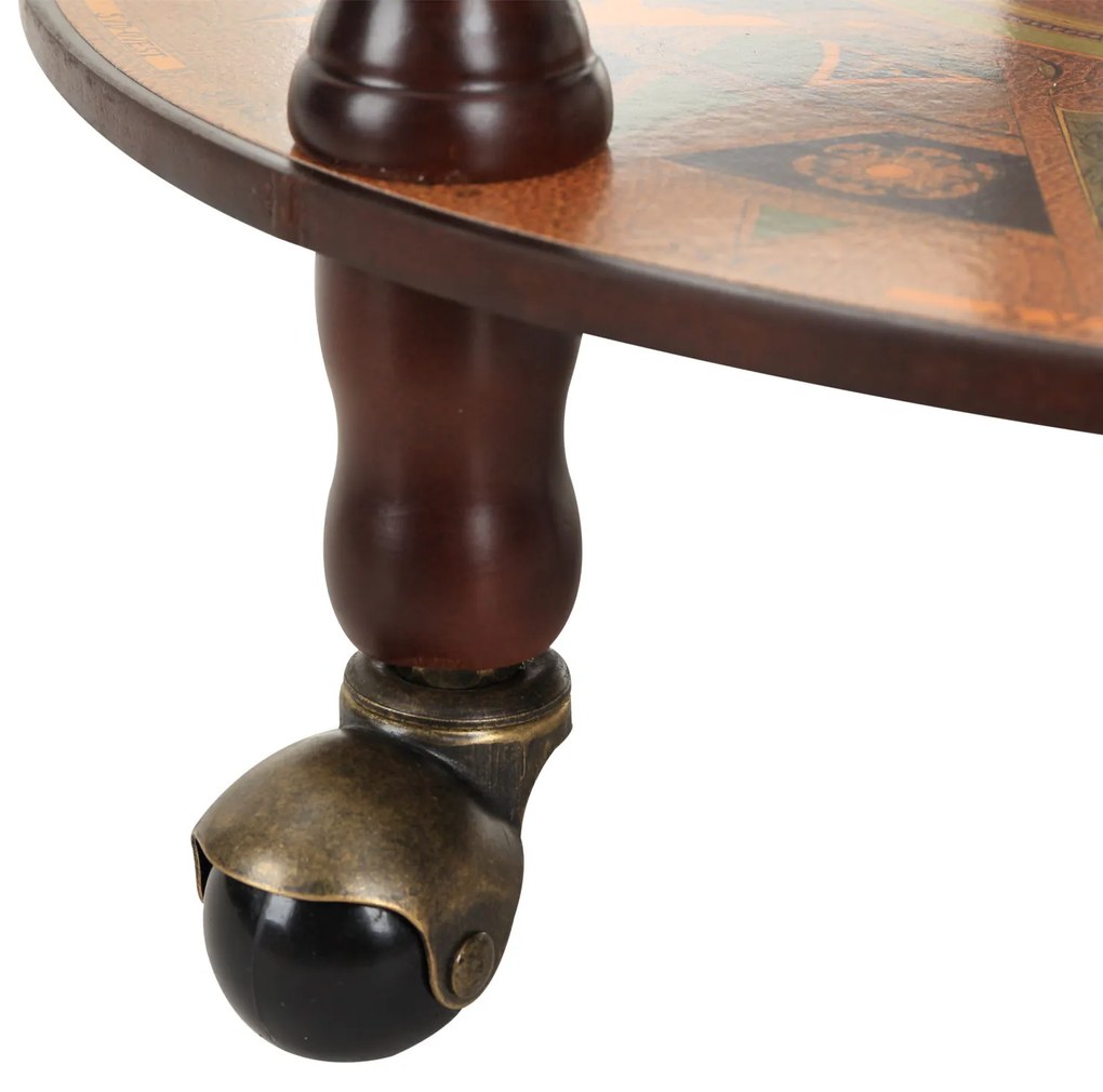 Bar in forma de Glob HOMCOM, Suport Sticle, din lemn cu 3 roți, Ф47x90cm | AOSOM RO