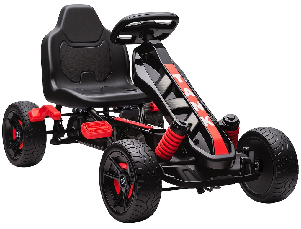 AIYAPLAY Kart cu Pedale pentru Copii, karting pentru copii 3-6 ani cu ambreiaj automat, frână, roți EVA antiderapante, roșu | Aosom Romania