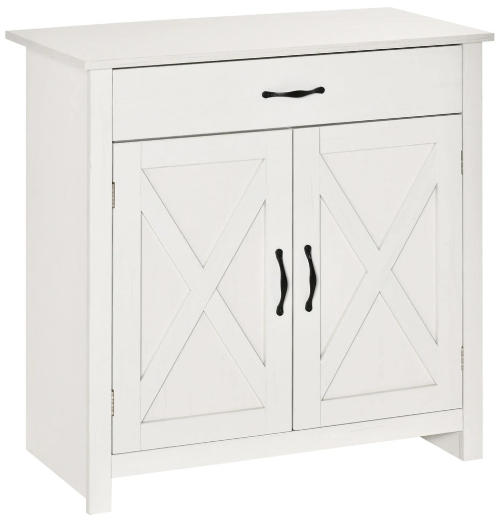 HOMCOM Bufet de Bucătărie cu Sertar 2 Uși și Raft Interior Mobilier Auxiliar Decorativ 80x39,7x80 cm Alb Spălat | Aosom Romania