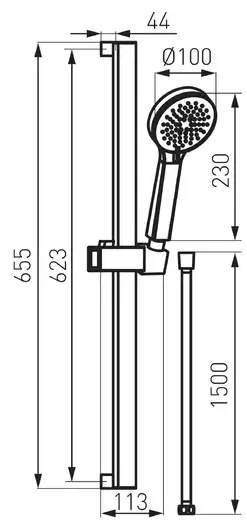 Set de dus cu bara FDesign Seppia 65 cm crom lucios