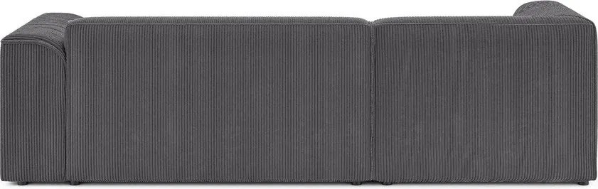 Colțar gri închis cu tapițerie din catifea reiată (cu colț pe partea stângă/cu șezlong) Merid – Ropez