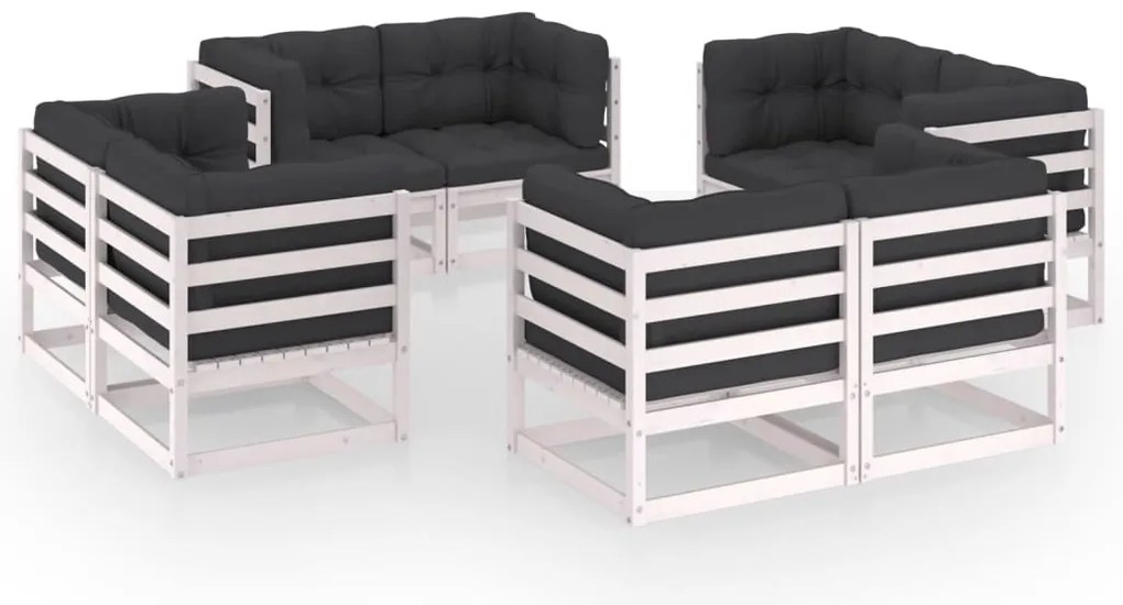 vidaXL Set mobilier de grădină cu perne, 8 piese, lemn masiv de pin