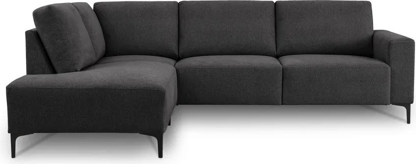 Colțar gri antracit cu tapițerie din chenille (cu colț pe partea stângă/în formă de ”L”) Fabian – Scandic